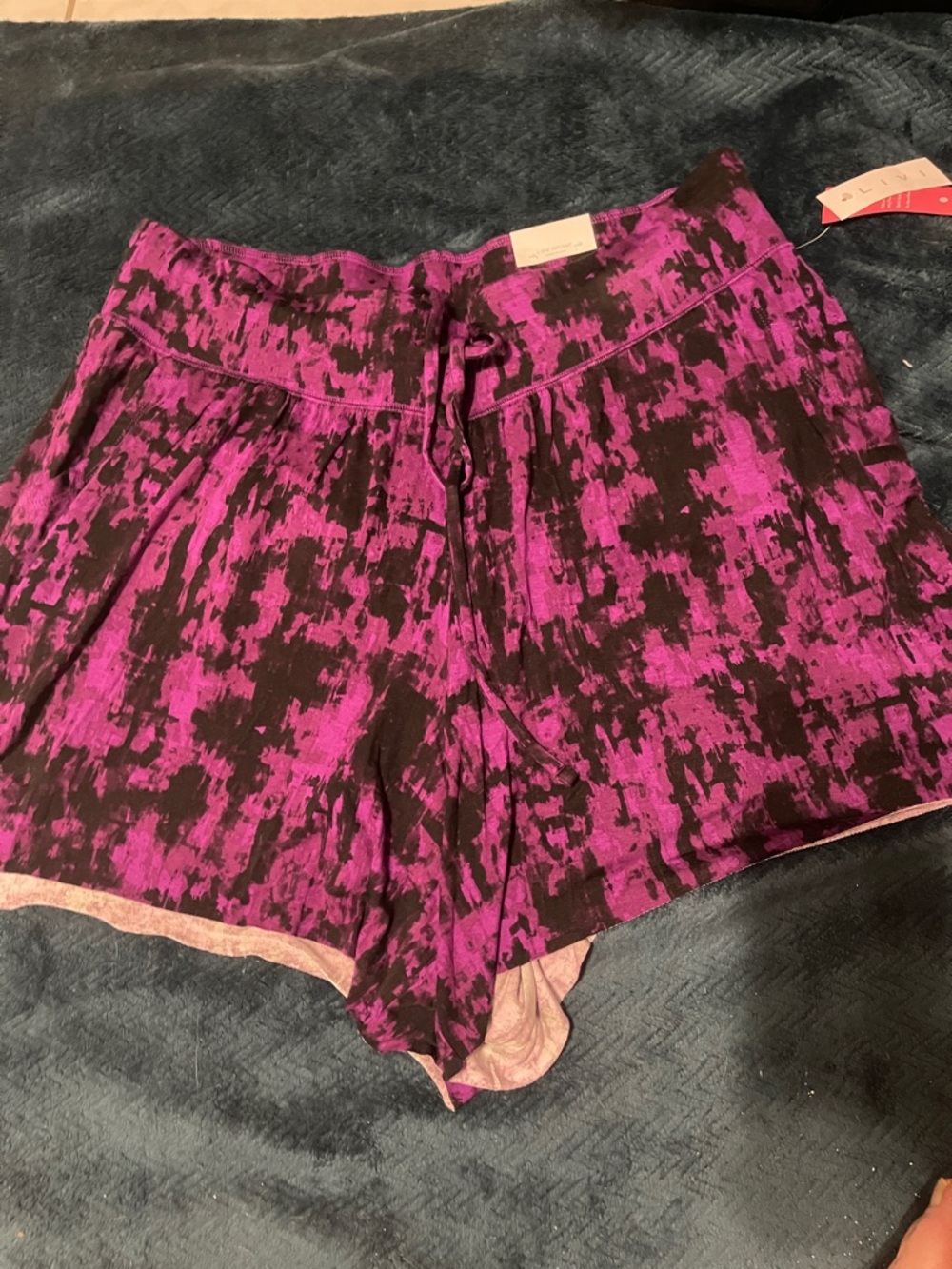Lane Bryant Purple and Black Printed Pull-On Athletic Shorts